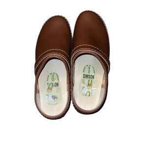 Simson Brown Leather Clogs Size 43